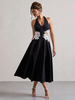 Robe de soirée A-Line Décolleté en polyester Longueur thé Dentelle Robes de soirée formelles