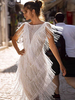 Robe de Soirée avec Franges Courte Sexy Eté Moulant à Col Rond avec Bretelles Coupe Cintrée Unicolore Unicolore Robe de Soirée Robe Sexy