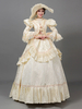 Robe De Soirée Beige Rétro Costumes Floral Polyester Tunique Chapeau Robe Vintage Marie Antoinette Déguisement