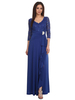 Robe de soirée bleue pour mère de la mariée col en V demi-manches une ligne en mousseline de soie en mousseline de soie plissée robes dinvité de mariage