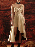 Robe de soirée blonde une ligne col en V thé Ength sans manches fermeture éclair plissé polyester robes de soirée formelles