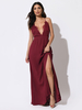 Robe de soirée bordeaux A-Line Col V-Col En Mousseline de mousseline de mousseline de mousseline de mousseline de mousseline de mousseline de soie