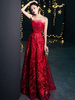 Robe de soirée bordeaux bustier laçage sur dos au sol robe de cérémonie