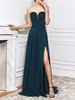 Robe de soirée bustier zip sur dos jupe fendue au sol
