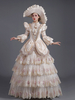 Robe De Soirée Champagne Rétro Costumes Dentelle Polyester Robe Femme Euro-Style Tunique Marie Antoinette Costume Vintage Déguisement