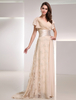 Robe de soirée Champagne Sash ruchés strass dentelle robe en mousseline de soie