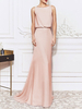 Robe de soirée col rond décolleté à traîne courte