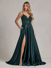 Robe de soirée col v à bretelle jupe fendu robe de bal