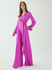 Robe de soirée combinaison col en V longueur au sol ceinture robes de soirée sociale