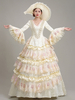 Robe De Soirée Costumes Rétro Blanc Écru Dentelle Polyester Imprimé Fleuri Robe Femme Vintage Marie Antoinette Déguisement Tunique 18ème Siècle