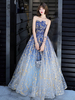Robe de soirée couleur sarcelle en satin mat bustier paillete laçage sur dos robe de cérémonie