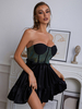 Robe de Soirée Courte Femme avec Epaule Dénudée à Col Décolleté Coupe Cintrée Bas Evasée Robe Sexy