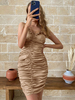 Robe de Soirée Courte Moulante Femme avec Bretelles à Col V Coupe Cintrée Unicolore Robe Sexy