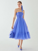 Robe de soirée courte sans bretelles longueur thé sans manches fermeture éclair plissée en Tulle robes de concours sociaux