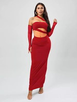 Robe De Soirée Découpé Sans Bretelles À Manches Longues Robe Semi-Formelle