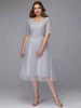 Robe de soirée en argent pour mère de la mariée col en V demi-manches A-ligne robes dinvité pour mariage