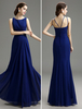 Robe de soirée en chiffon bleu royal à col bateau Milanoo