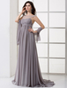 Robe de soirée en chiffon gris plissé à traîne chapelle