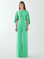 Robe de soirée en crêpe extensible combinaison à col bijou longueur au sol ceinture robes de dîner formelles