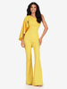 Robe de soirée en crêpe extensible combinaison asymétrique longueur au sol sans manches fermeture éclair robes de soirée formelles