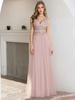 Robe de soirée en dentelle corsage A-ligne col en V dentelle-parole longueur robes de soirée formelles