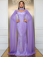 Robe de soirée en mousseline de soie longueur au sol paillettes robe de soirée sociale