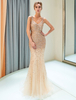 Robe de soirée en or pâle Robe de bal sirène