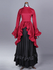 Robe de soirée en polyester à volants et nœuds pour femme tenue de soirée rétro de Marie-Antoinette couleur bordeaux