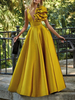 Robe de soirée en satin à col en V et longueur au sol sans manches avec fermeture éclair et fleurs