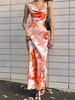 Robe de Soirée en Satin Mi-longue Moulante avec Bretelles à Col Décolleté en Carré Coupe Cintrée Unicolore Robe de Cocktail Sexy
