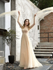 Robe de soirée en tulle col rond longueur au sol pailletes robe de cérémonie
