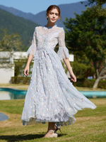 Robe de soirée féerique à volants brodés robe longue fluide et élégante de style folklorique