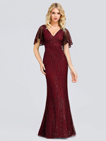 Robe de Soirée Formelle Longueur de Plancher Plissée en Satin Mat à Col en V Robe de Soirée