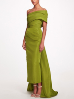Robe de soirée fourreau asymétrique en taffetas longueur cheville robes de soirée plissées