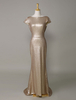 Robe de soirée fourreau avec paillettes champagne col bateau