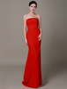 Robe de soirée fourreau en satin de soie stretch rouge bustier longueur plancher Milanoo