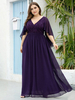 Robe de soirée grande taille A-ligne col en V dentelle-parole longueur robes de soirée sociale