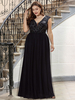 Robe de soirée grande taille une ligne col en v en mousseline de soie longueur au sol paillettes robes de soirée sociale
