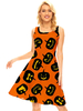 Robe de Soirée Halloween Citrouille Femme Courtes à Col Rond avec Bretelles Coupe Cintrée Halloween Robe