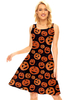 Robe de Soirée Halloween Cotrouille Femme à Col Rond avec Bretelles Coupe Cintrée Halloween Robe