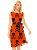 Robe de Soirée Halloween Femme à Col Rond avec Bretelles Coupe Cintrée Halloween Robe