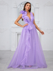 Robe de soirée lilas à col en V et volants sans manches robe semi-formelle