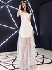 Robe de soirée longue à manches courtes