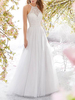 Robe de Soirée Longue en Mousseline avec Bretelles Coupe Cintrée Bas Evasée Unicolore Robe Longue