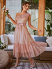 Robe de Soirée Longue en Moussline Femme avec Bretelles Coupe Cintrée Bas Evasée Unicolore