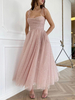 Robe de Soirée Longue en Paillette avec Bretelles à Col Décolleté Coupe Cintrée Bas Evasée Unicolore Robe Femme