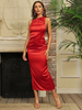 Robe de Soirée Longue en Satin Femme avec Bretelles Coupe Cintrée Unicolore