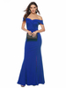 Robe de Soirée Longue Femme avec Manches Courtes avec Epaule Dénudé Coupe Cintrée Bas Evasée Robe de Sirène Unicolore Robe Eté