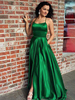 Robe de Soirée Longue Femme Eté Sexy avec Bretelles à Col V avec Dos Nu à Lacets Coupe Cintrée avec Fente Bas Evasée Verni