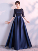 Robe de soirée longue marine marine Robe de soirée longue en dentelle Robe de soirée